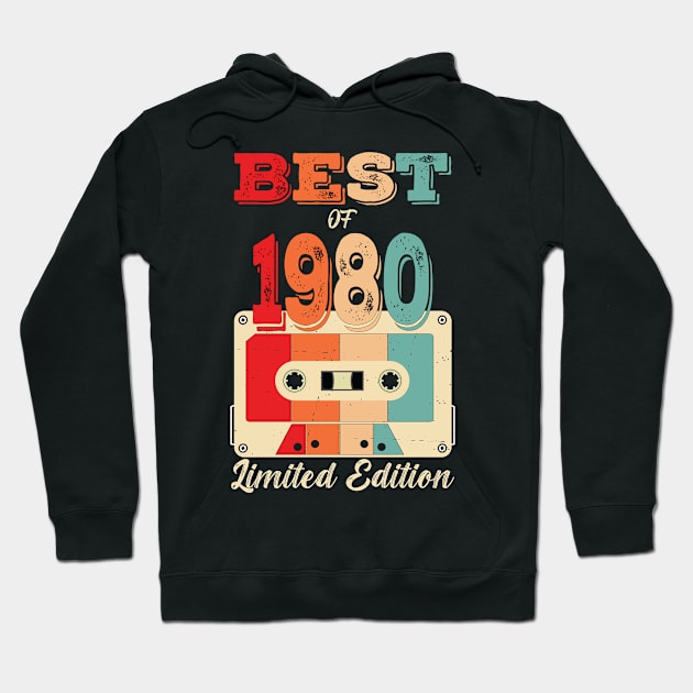 Retro Best of 1980 Cassette Tape 42th Birthday Hoodie by Art master